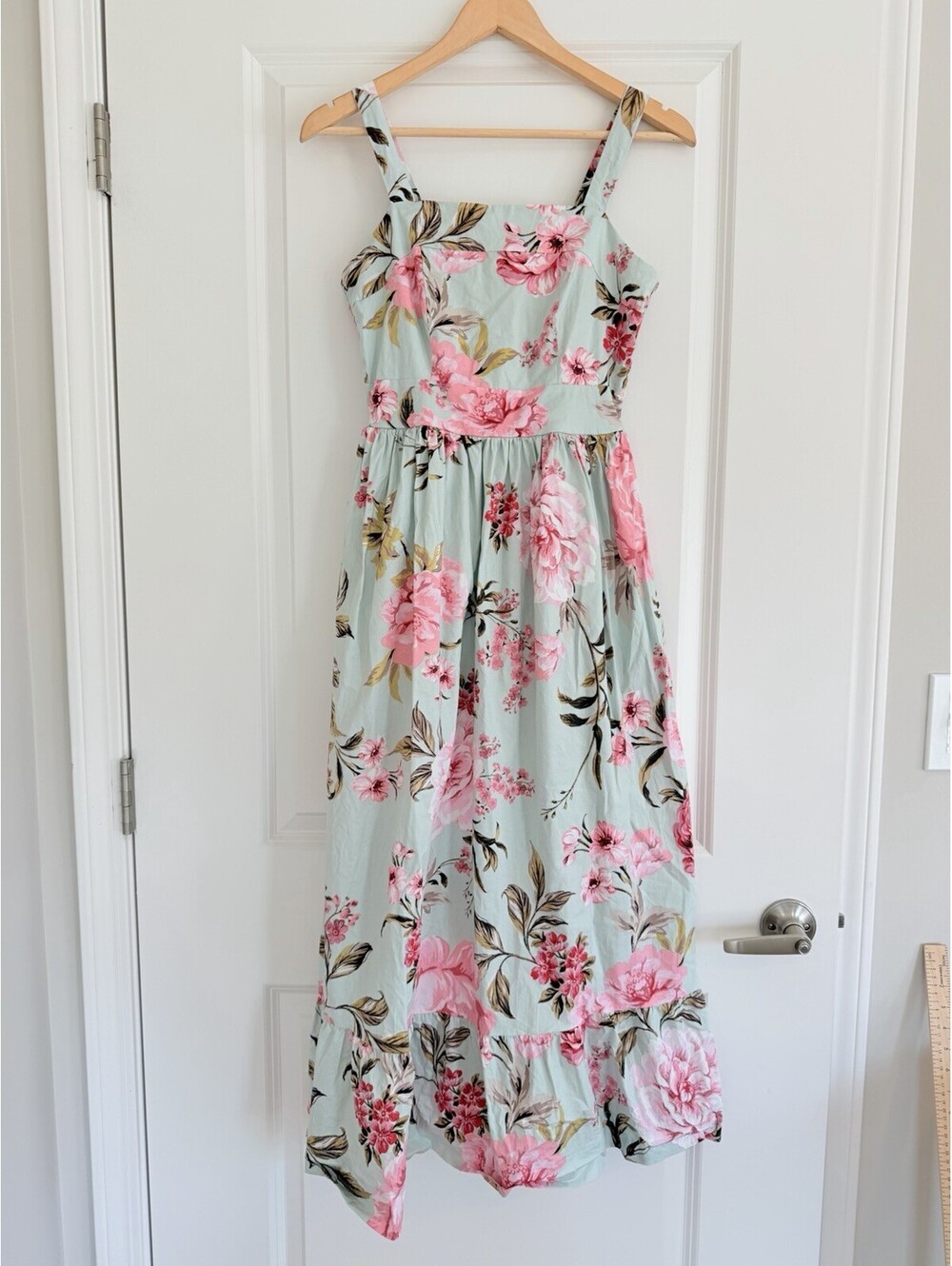 Joie Floral Midi Dress Sage Green Pink Smocked Back Size S Cottagecore Feminine